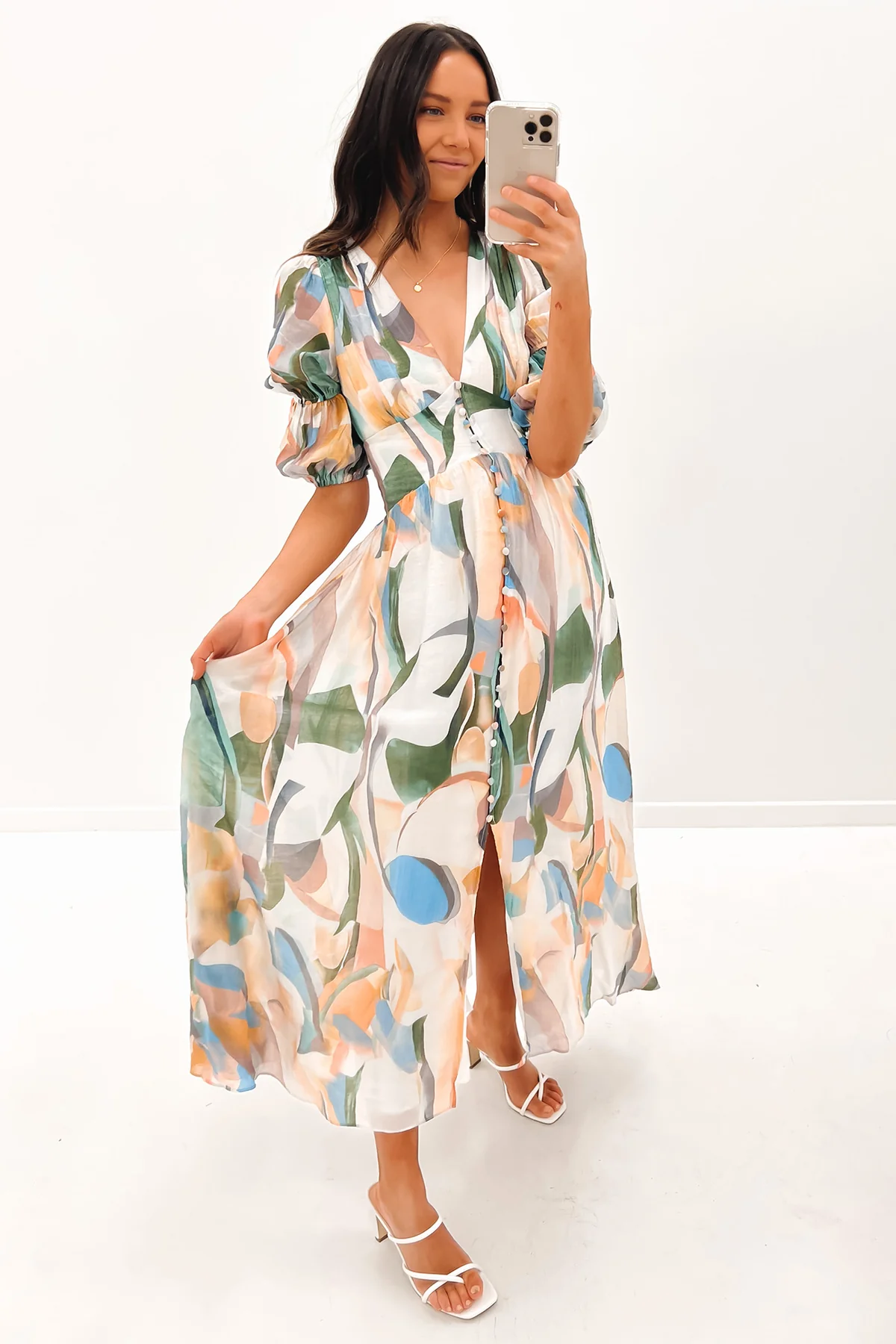2420-Matilda Midi Dress Olive- Size 8