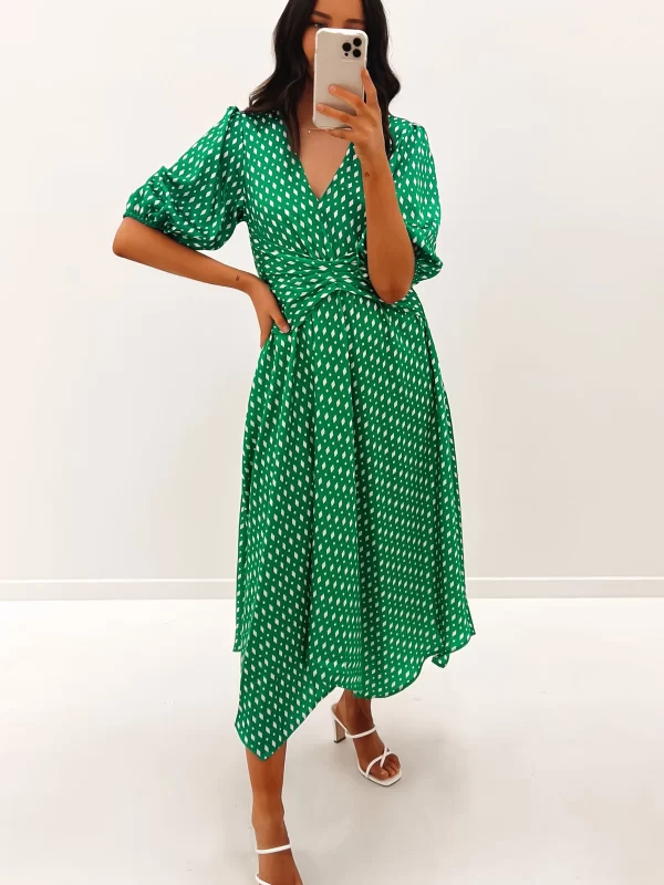 2420-Tayla Midi Dress Emerald- Size 8