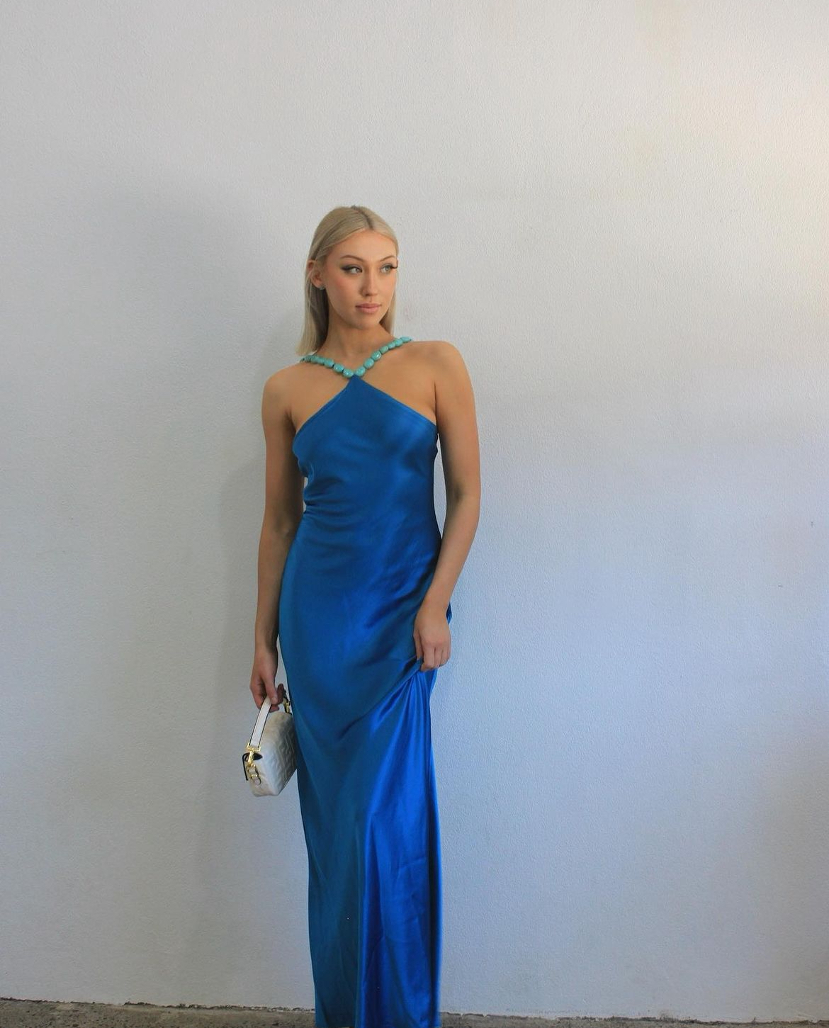 cadence dress island blue Staud Cadence Embellished Satin Dress – Rent a Dress