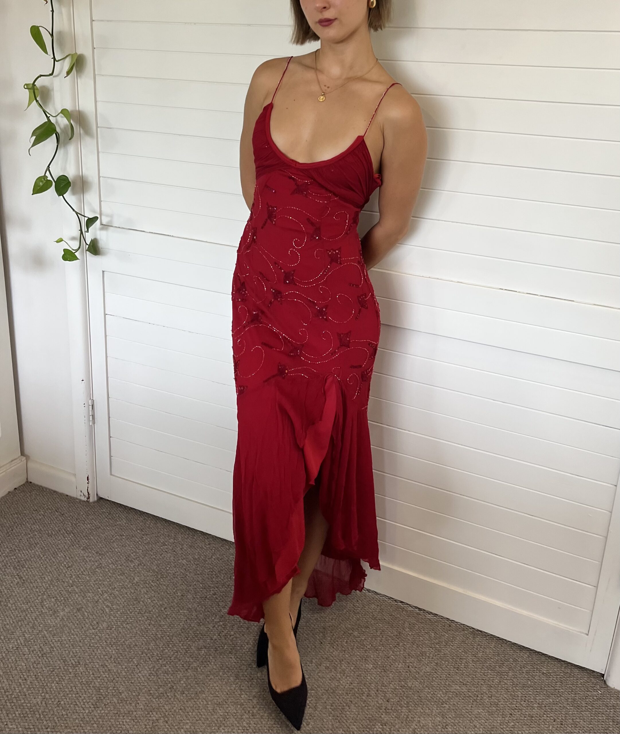 vintage beaded dress 90s Vintage 90s Red Maxi Dress – Rent a Dress