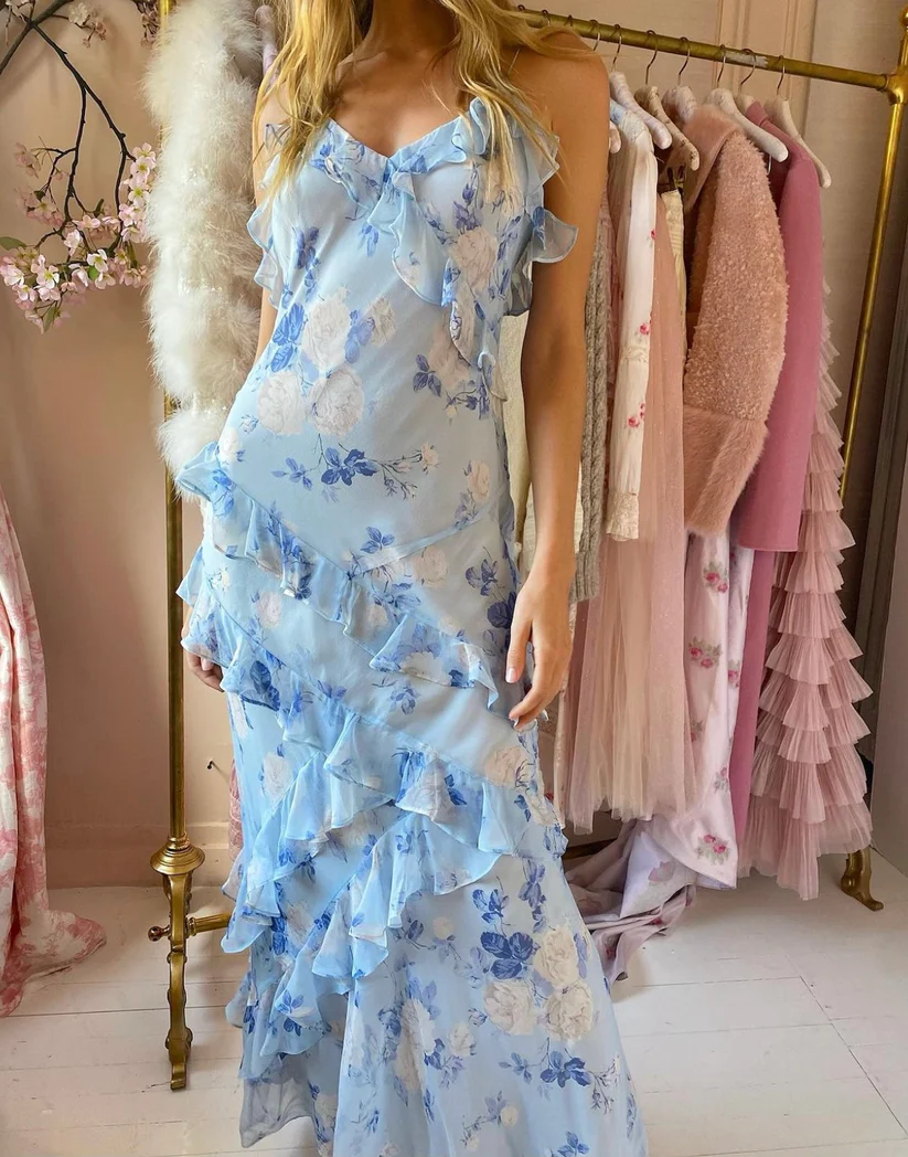 blue love shack fancy dress Girls Decker Coastline Our Docila Dress is a flirty mini designed with a flattering silhouette with lace insets and pintucking details Love Shack Fancy Blue Dress