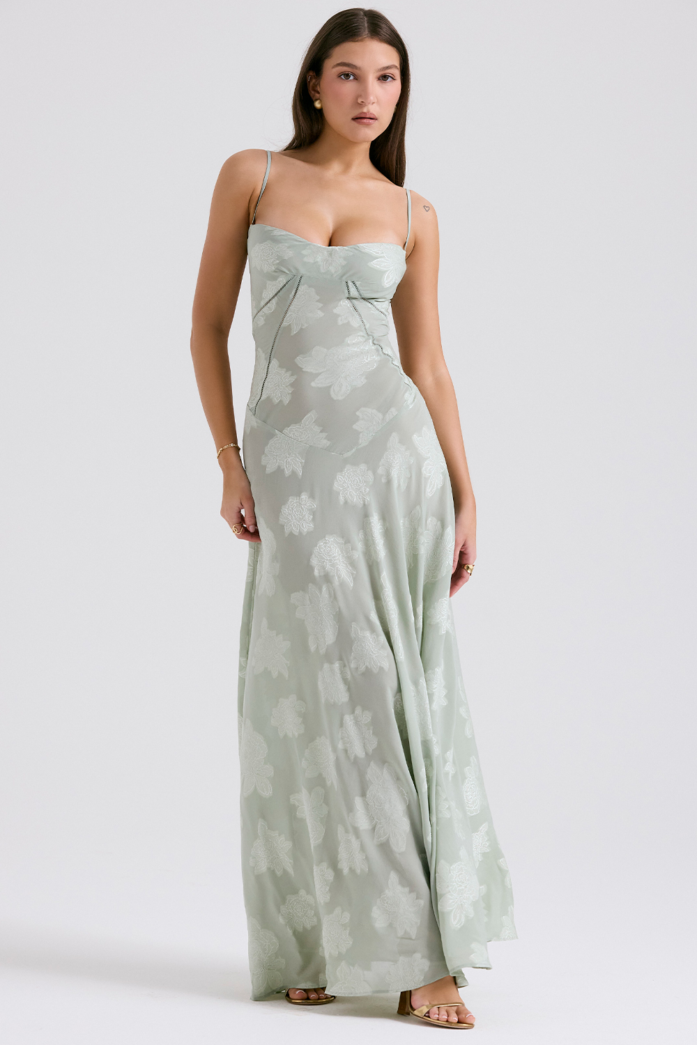 House of CB Seren Pistachio Floral Lace Back Dress – Rent a Dress