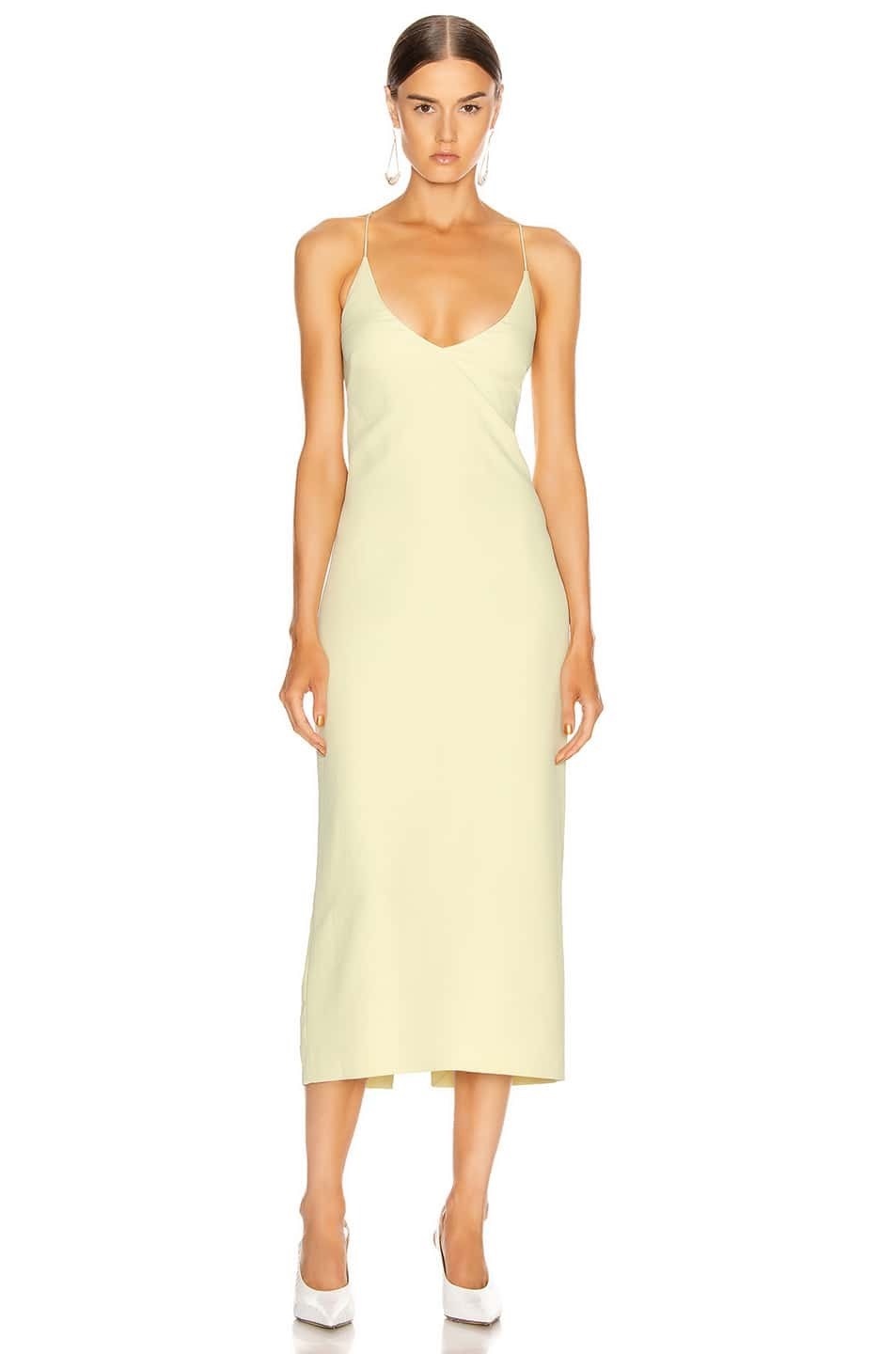 2731-yellow dion lee whitewash floating coil slip dress