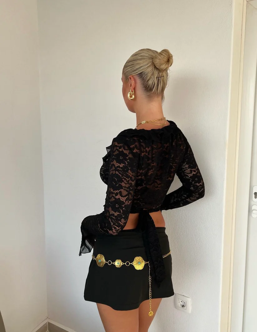 WITH HARPER LU BLACK MINI SKIRT IN BLACK FOR HIRE RENT