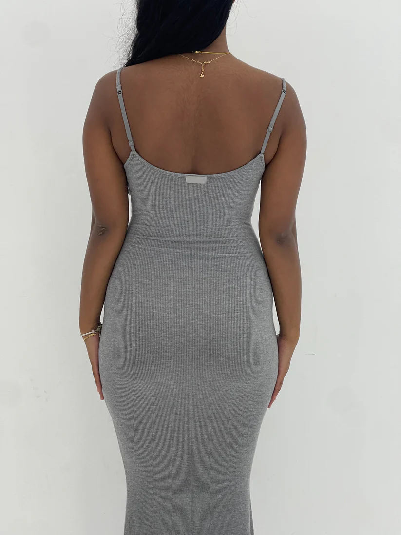 SKIMS LOUNGE SLIP DRESS IN GREY FOR HIRE