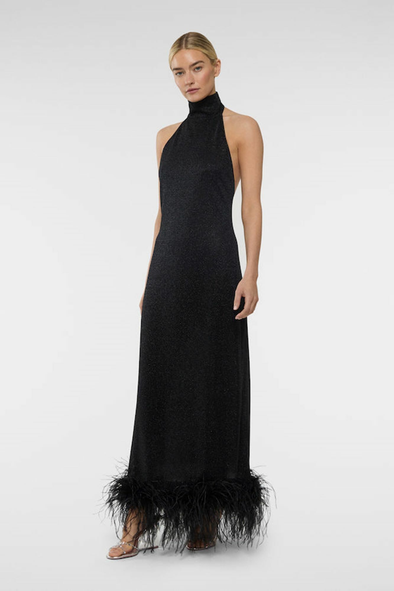116-Oseree Lumiere Plumage Turtleneck Dress
