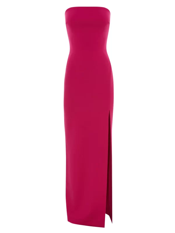 Zora Crepe Knit Maxi Dress in Fuschia