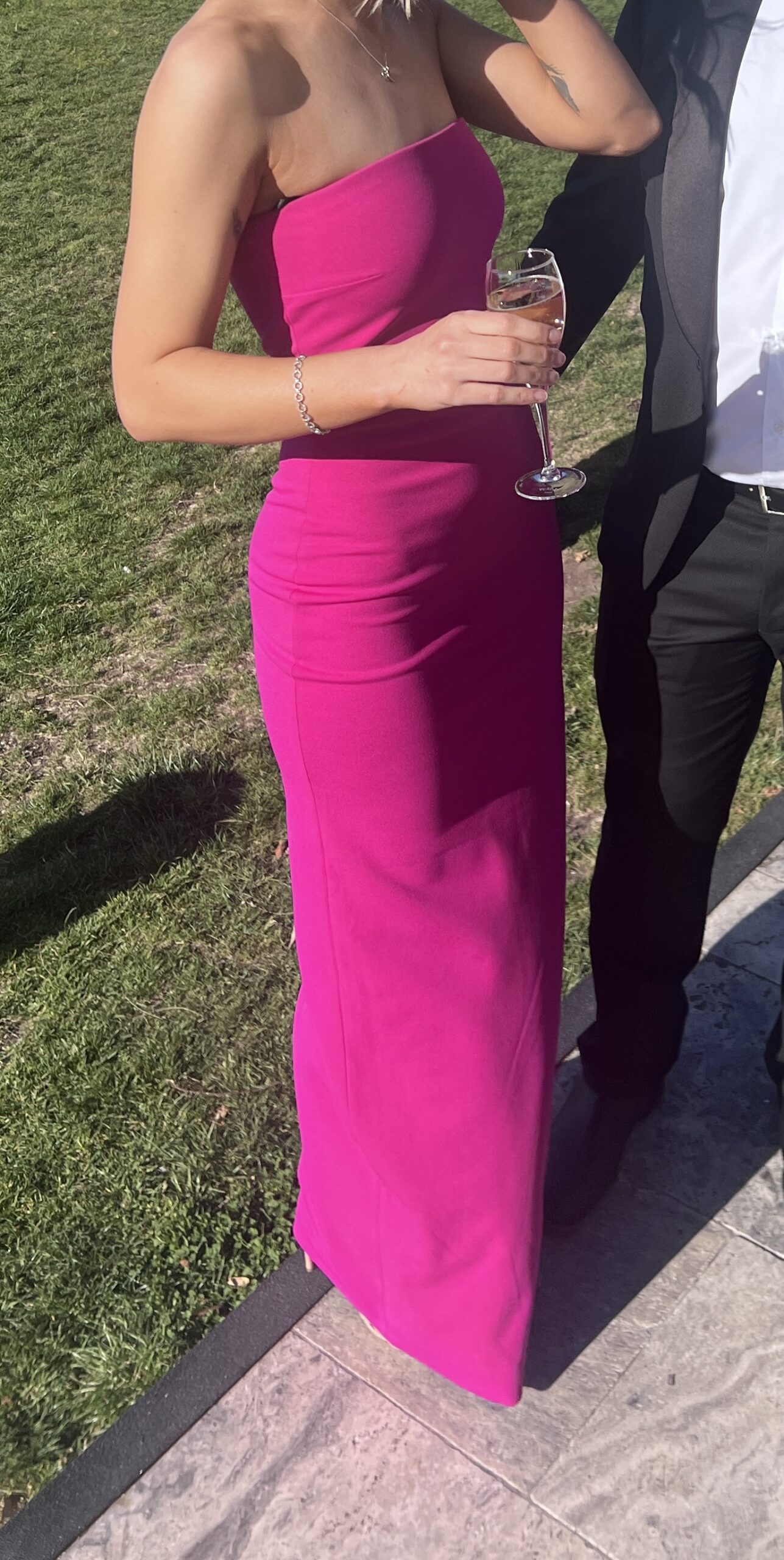 Zora Crepe Knit Maxi Dress in Fuschia