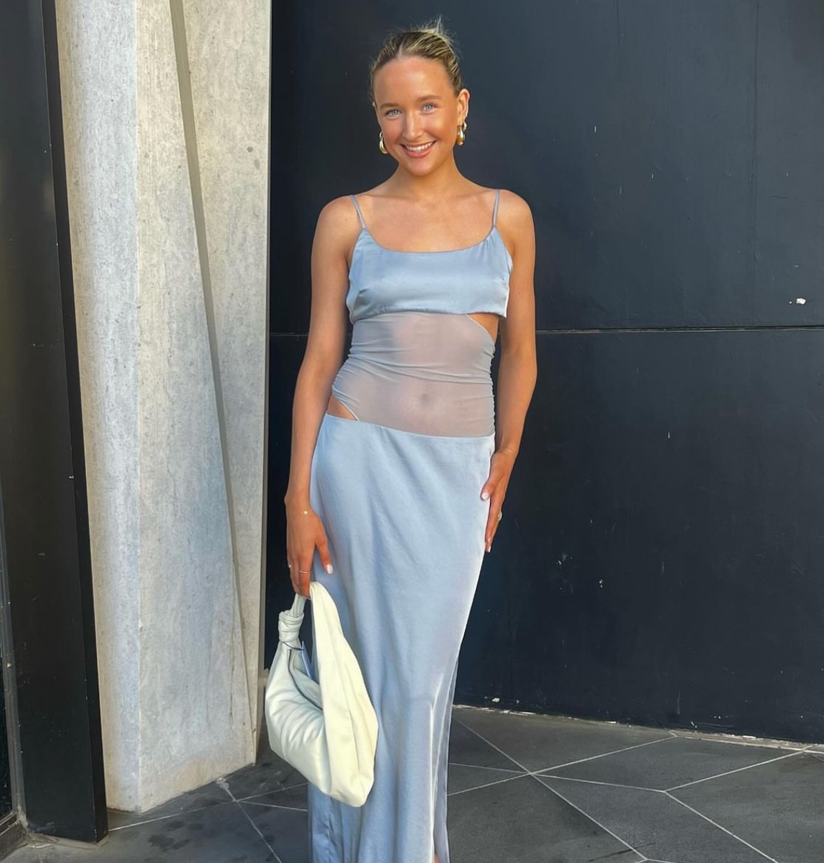 bec and bridge asymmetrical dress blue Bec + Bridge Mari Lou Asym Sheer Panel Maxi Dress in Dove Blue – Rent a  Dress