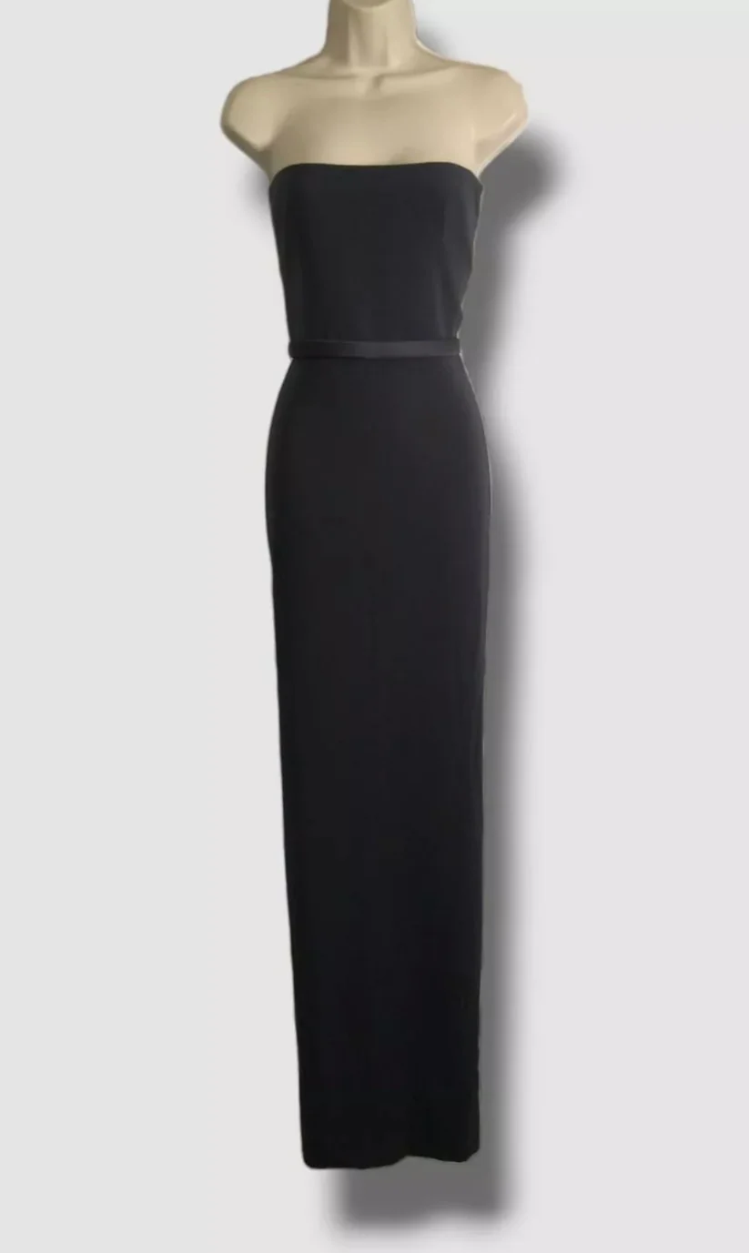 ALEX PERRY GREY CASSIDY STRAPLESS COLUMN GOWN IN GREY (SIZE US2)