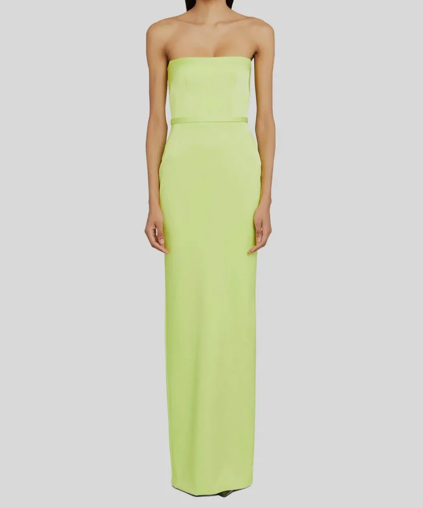 ALEX PERRY GREEN CASSIDY STRAPLESS COLUMN GOWN IN GREEN (SIZE US2)