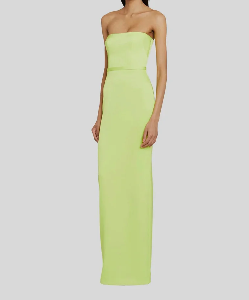 ALEX PERRY GREEN CASSIDY STRAPLESS COLUMN GOWN IN GREEN (SIZE US2)
