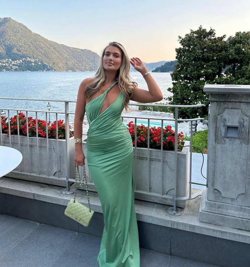 BAOBAB LIA ONE SHOULDER MAXI IN GREEN FOR HIRE