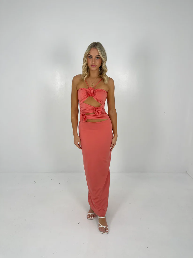MAYGEL CORONEL CORAL VERANERA MIDI FOR HIRE