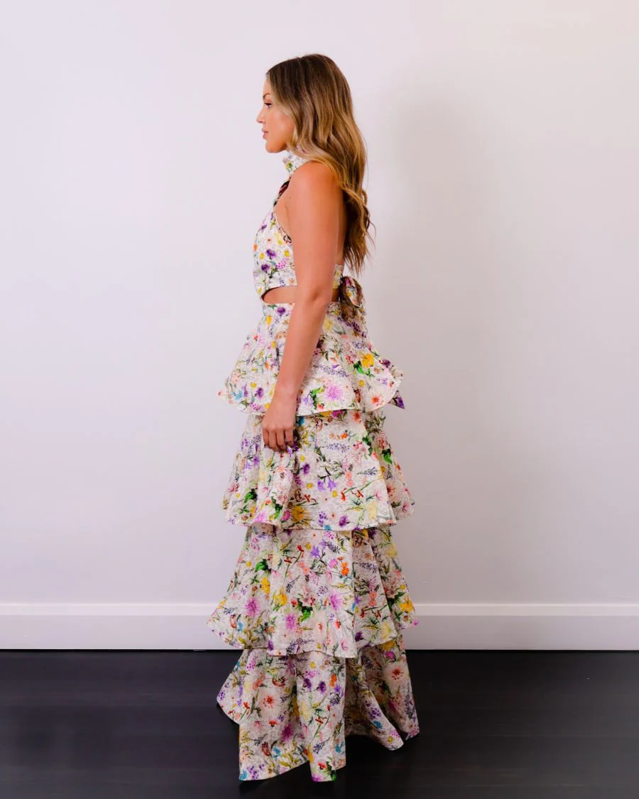 Aqua Blu Heather Dress In Jardine Print Dress Hire
