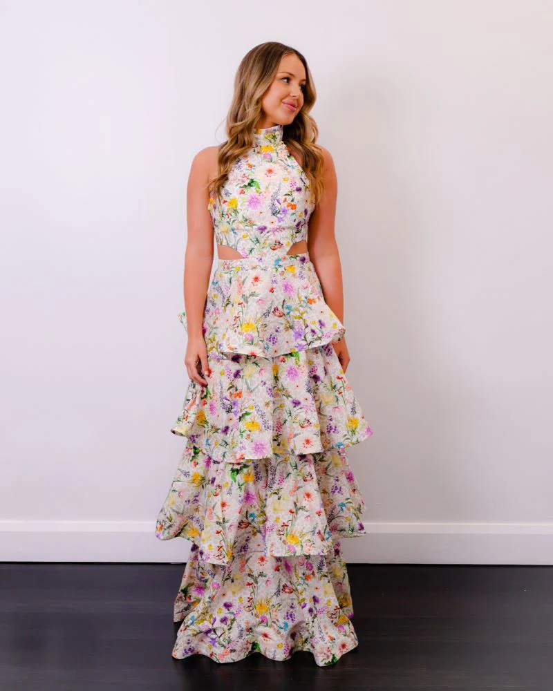 Aqua Blu Heather Dress In Jardine Print Dress Hire