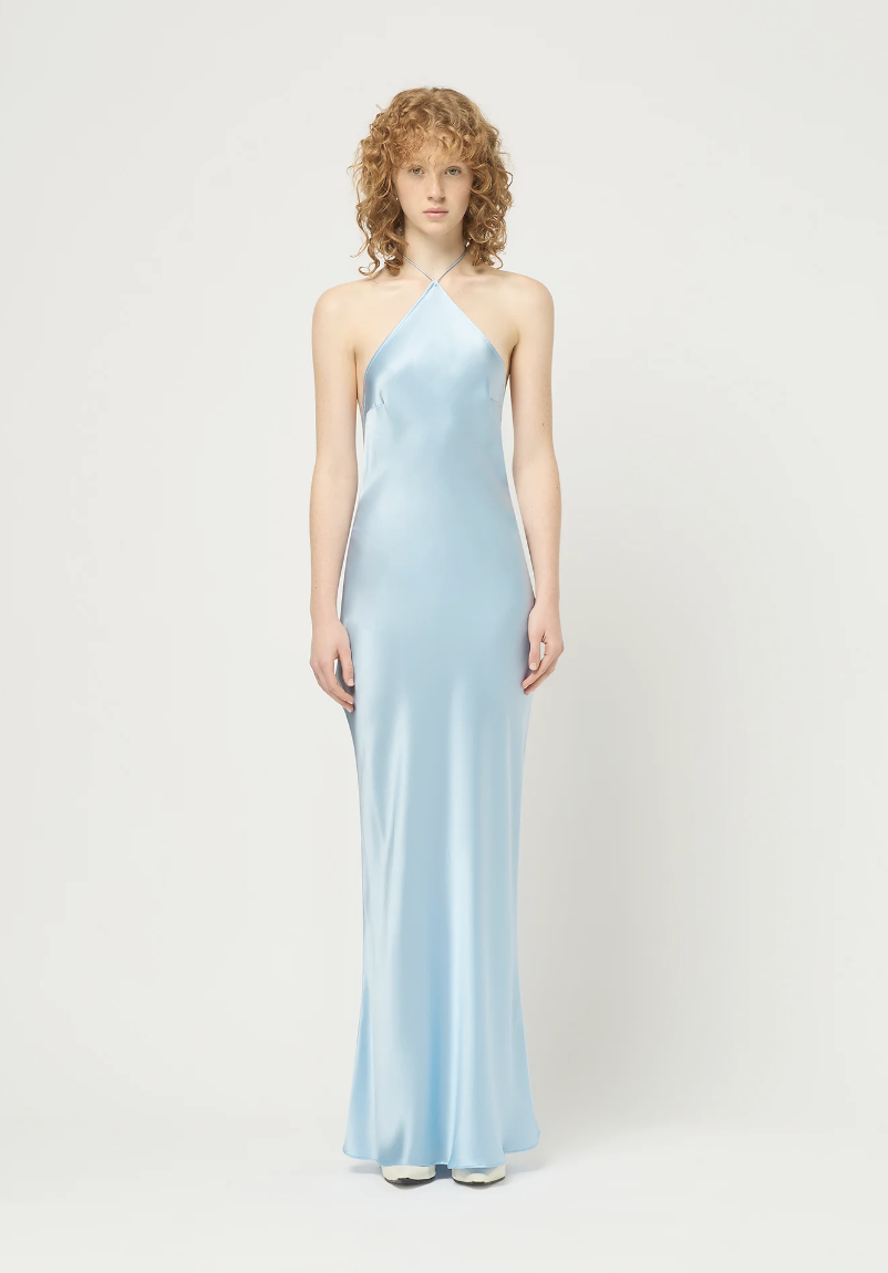 silk maison halter dress Essentiele Neck – Rent a Dress sienna prom dress