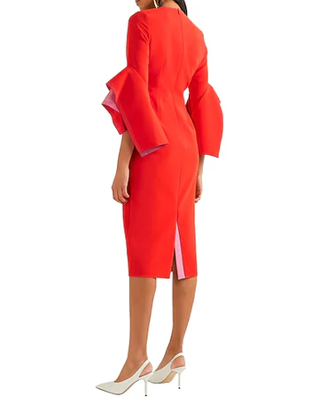 Roksanda Duo Tone Red Pink Ronda Midi Designer Dress Hire
