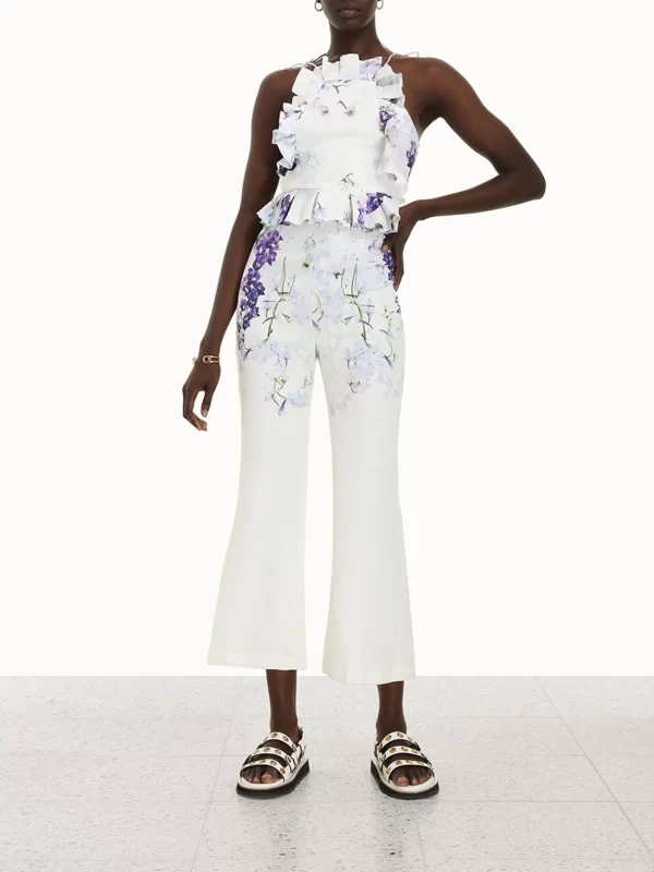 Zimmermann Pinafore White Floral Jumpsuit Hire