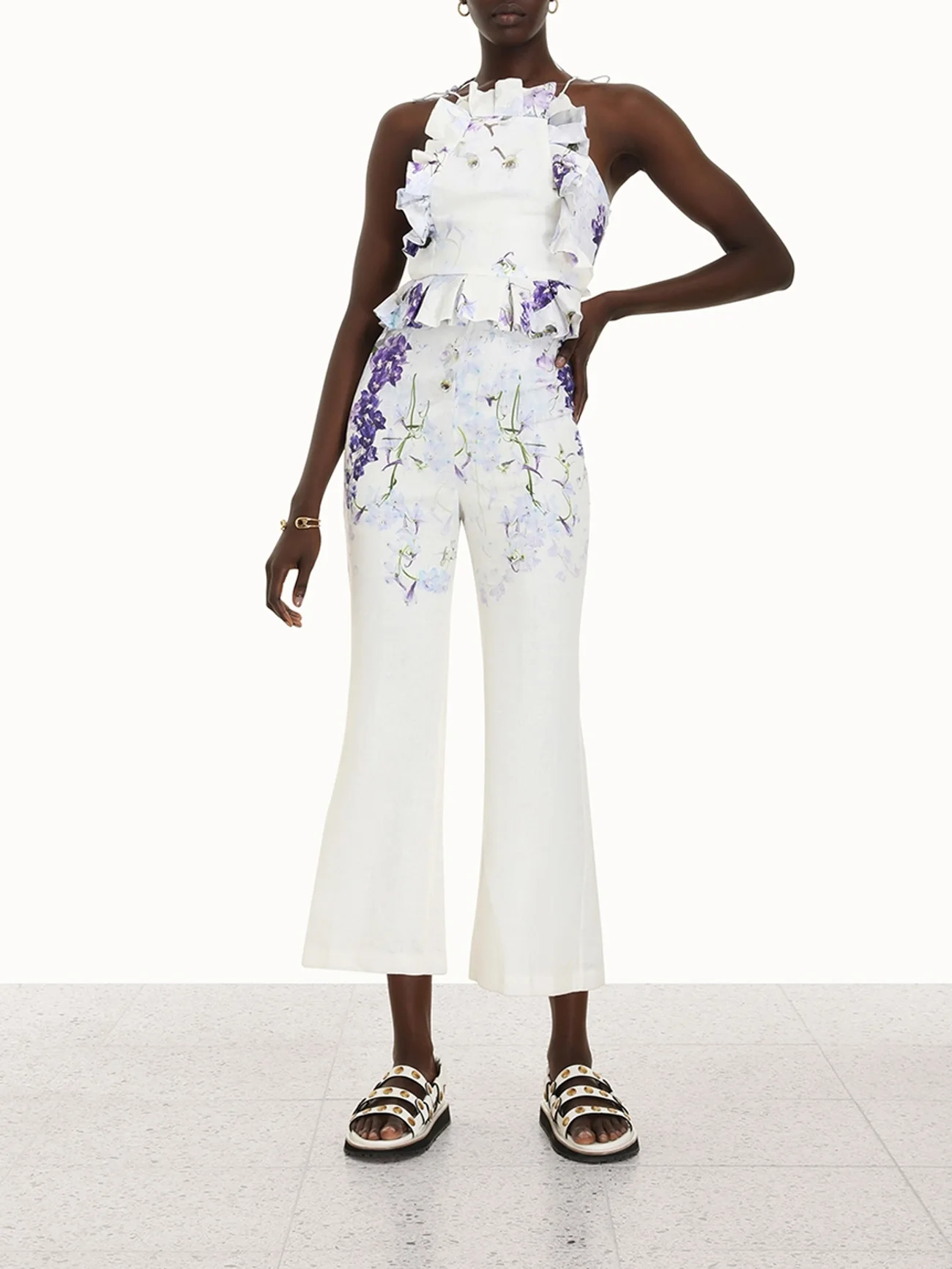 Zimmermann Pinafore White Floral Jumpsuit Hire