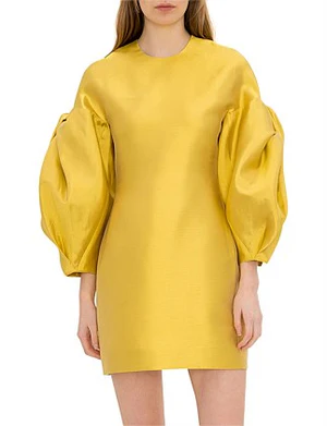Bianca Spender Gold Silk Taffeta Minuta Designer Dress Hire