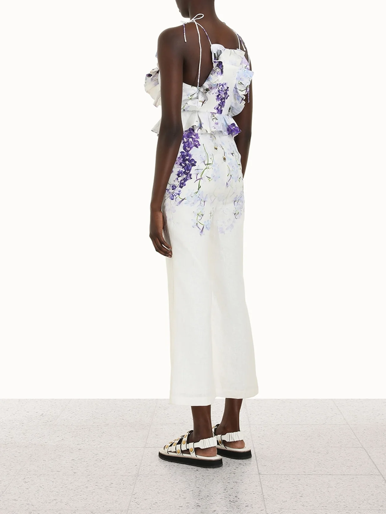 Zimmermann Pinafore White Floral Jumpsuit Hire