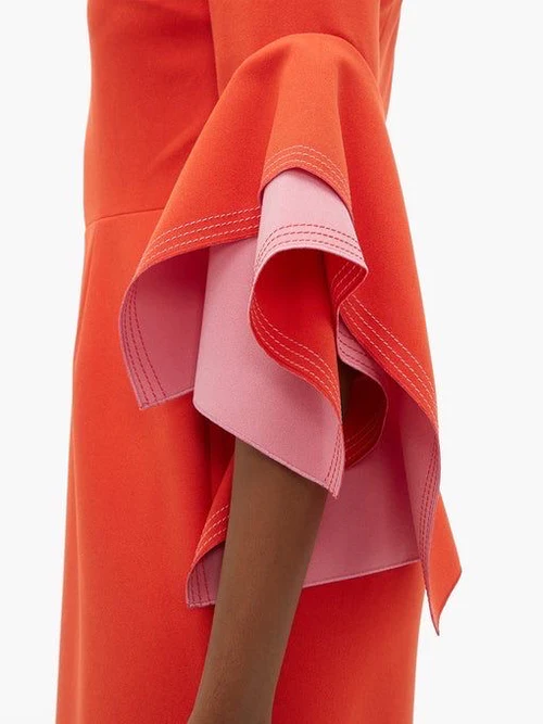 Roksanda Duo Tone Red Pink Ronda Midi Designer Dress Hire