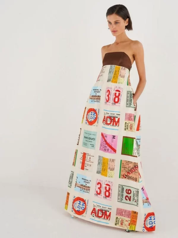 Oroton Ticket Print Gown for rent