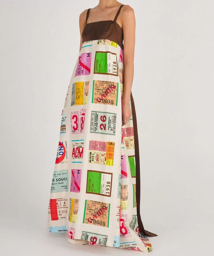 Oroton Ticket Print Gown for rent