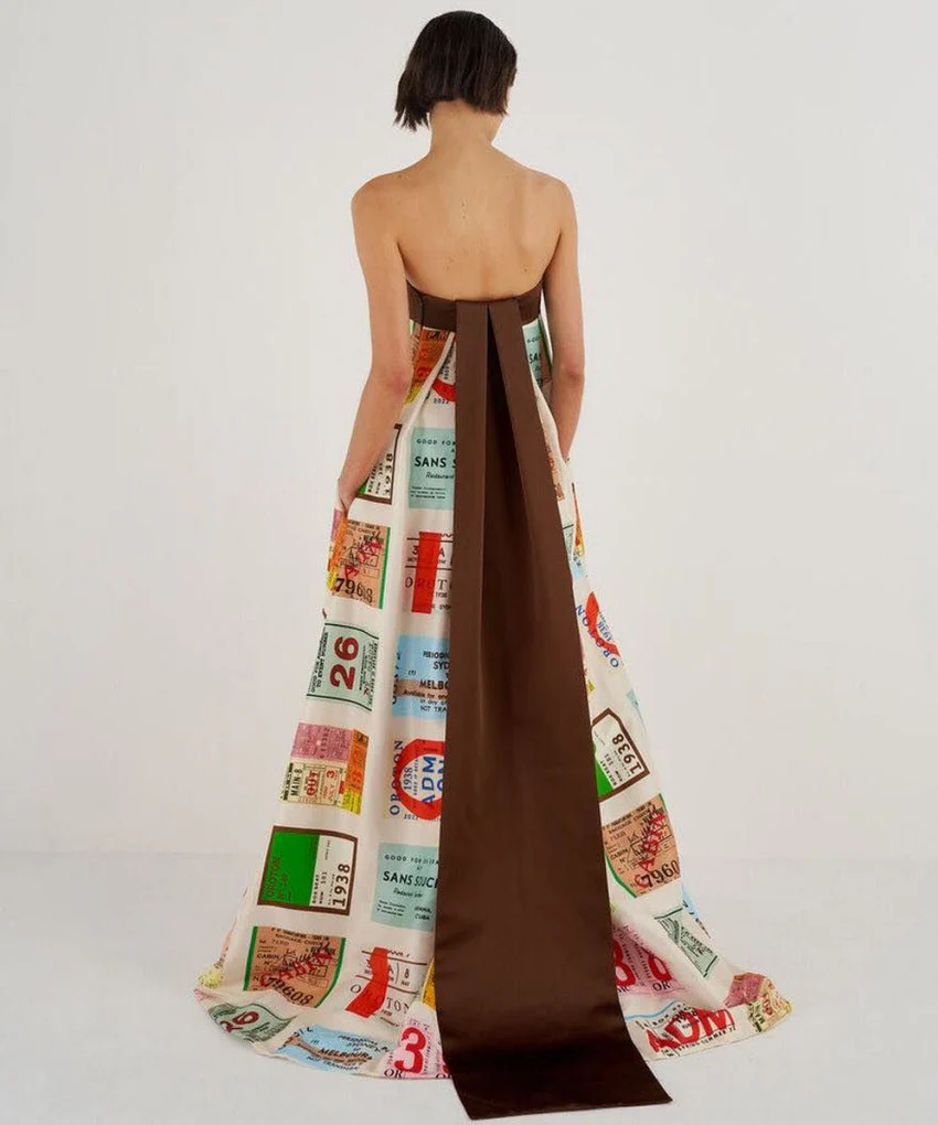 Oroton Ticket Print Gown for rent