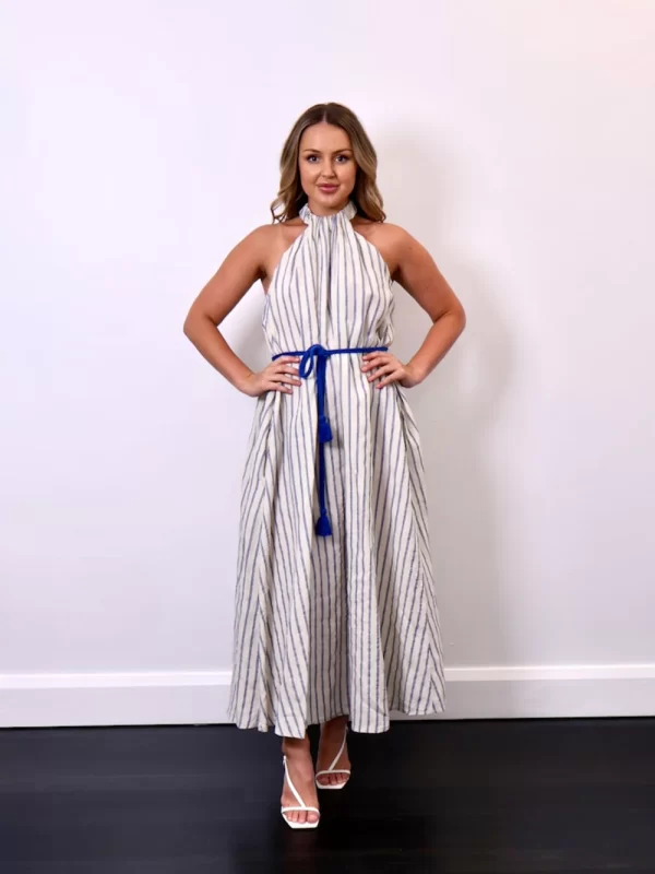 Scanlan Theodore Italian Linen Stripe Designer Dress Hire