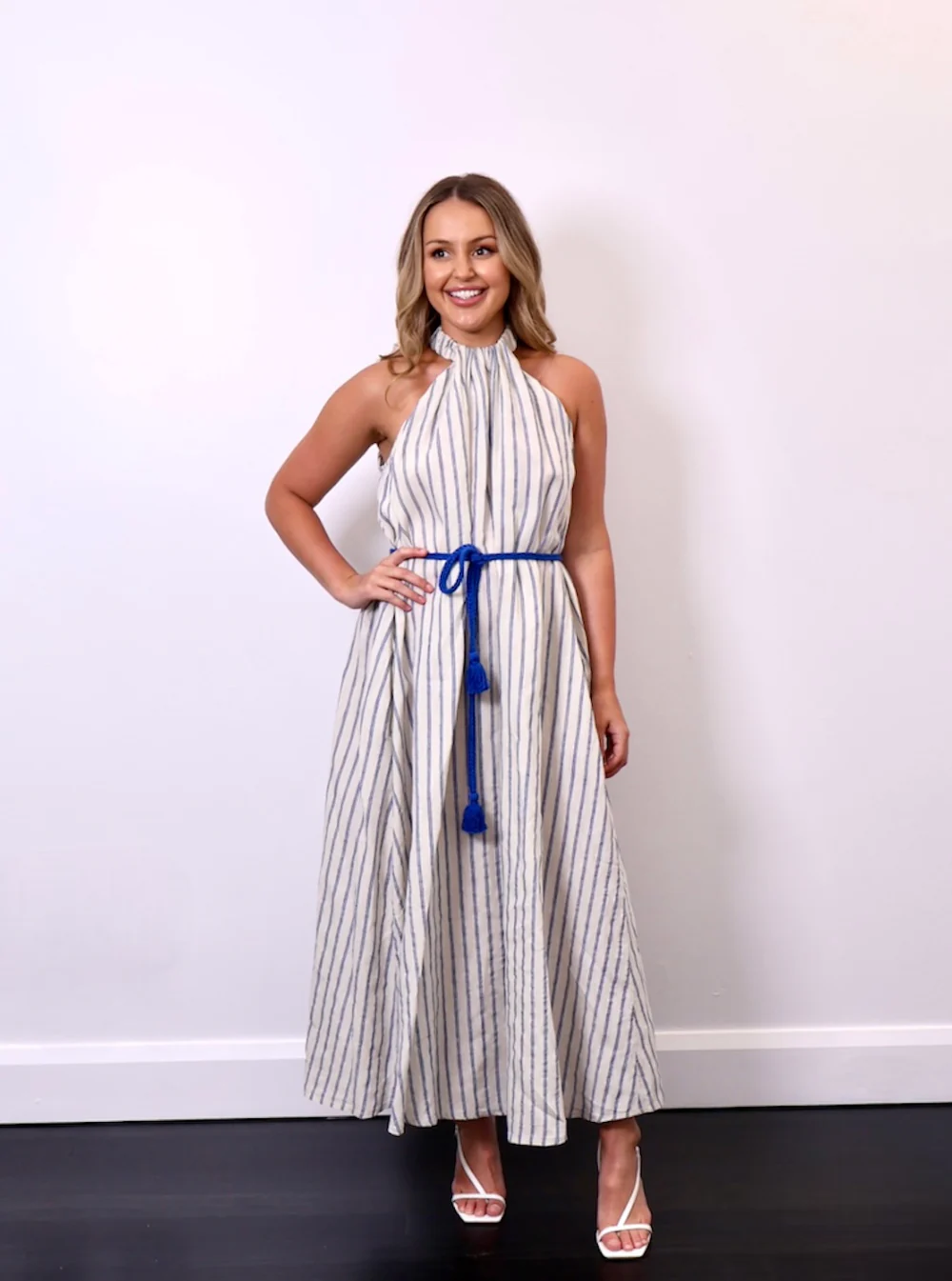 Scanlan Theodore Italian Linen Stripe Designer Dress Hire