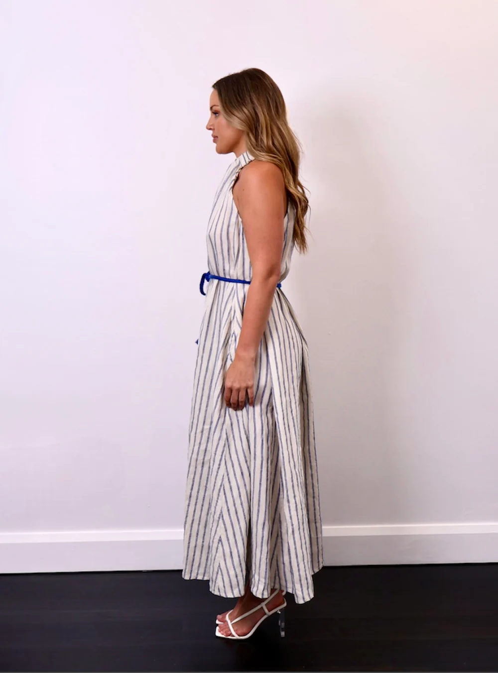 Scanlan Theodore Italian Linen Stripe Designer Dress Hire