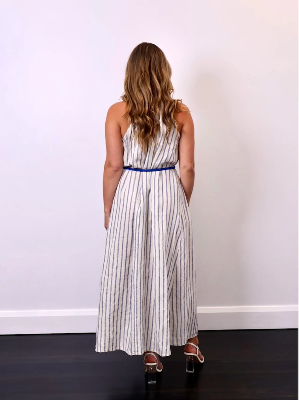 Scanlan Theodore Italian Linen Stripe Designer Dress Hire