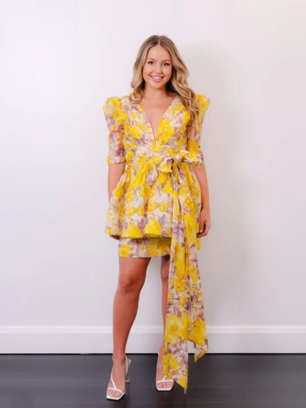 Zimmermann High Tide Peplum Mini Designer Dress Hire