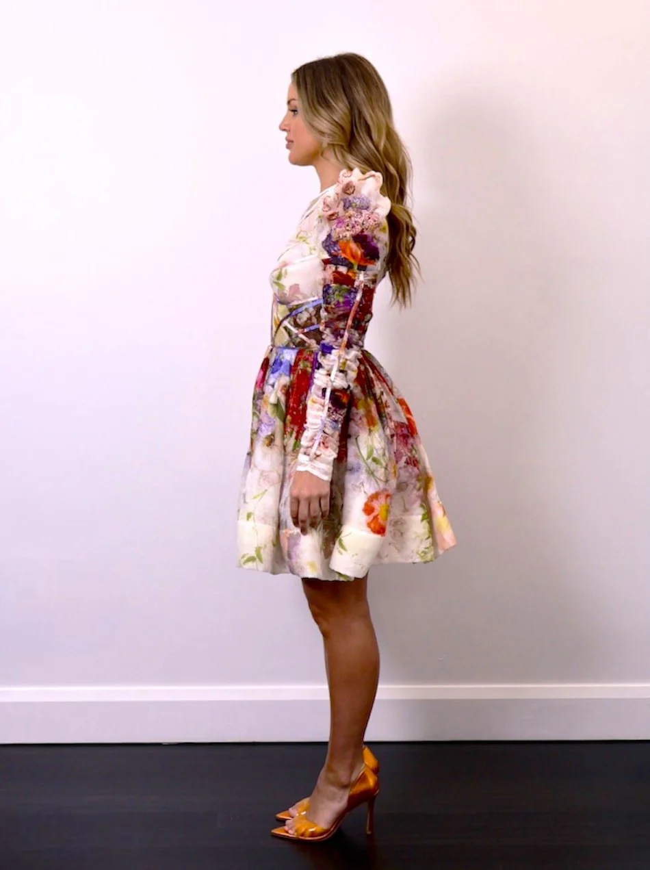 Zimmermann Prima Paneled Mini Floral Designer Dress Hire