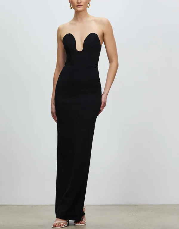 Solace London Audrey Strapless Maxi Designer Dress Hire