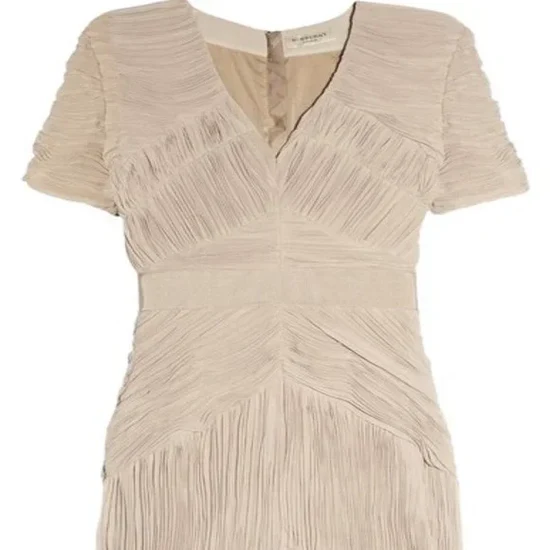 Burberry London Ruched Pleated Chiffon Cocktail Designer Dress Hire
