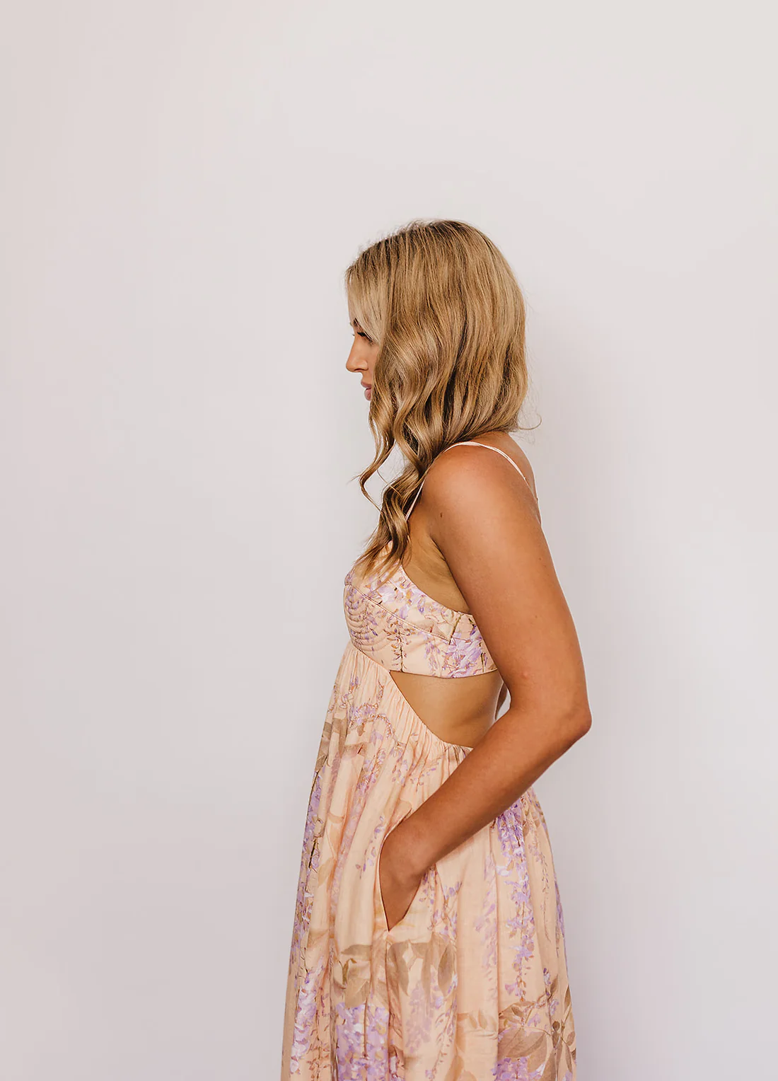 Zimmermann Rosa Bralette Midi Peach Designer Dress Hire