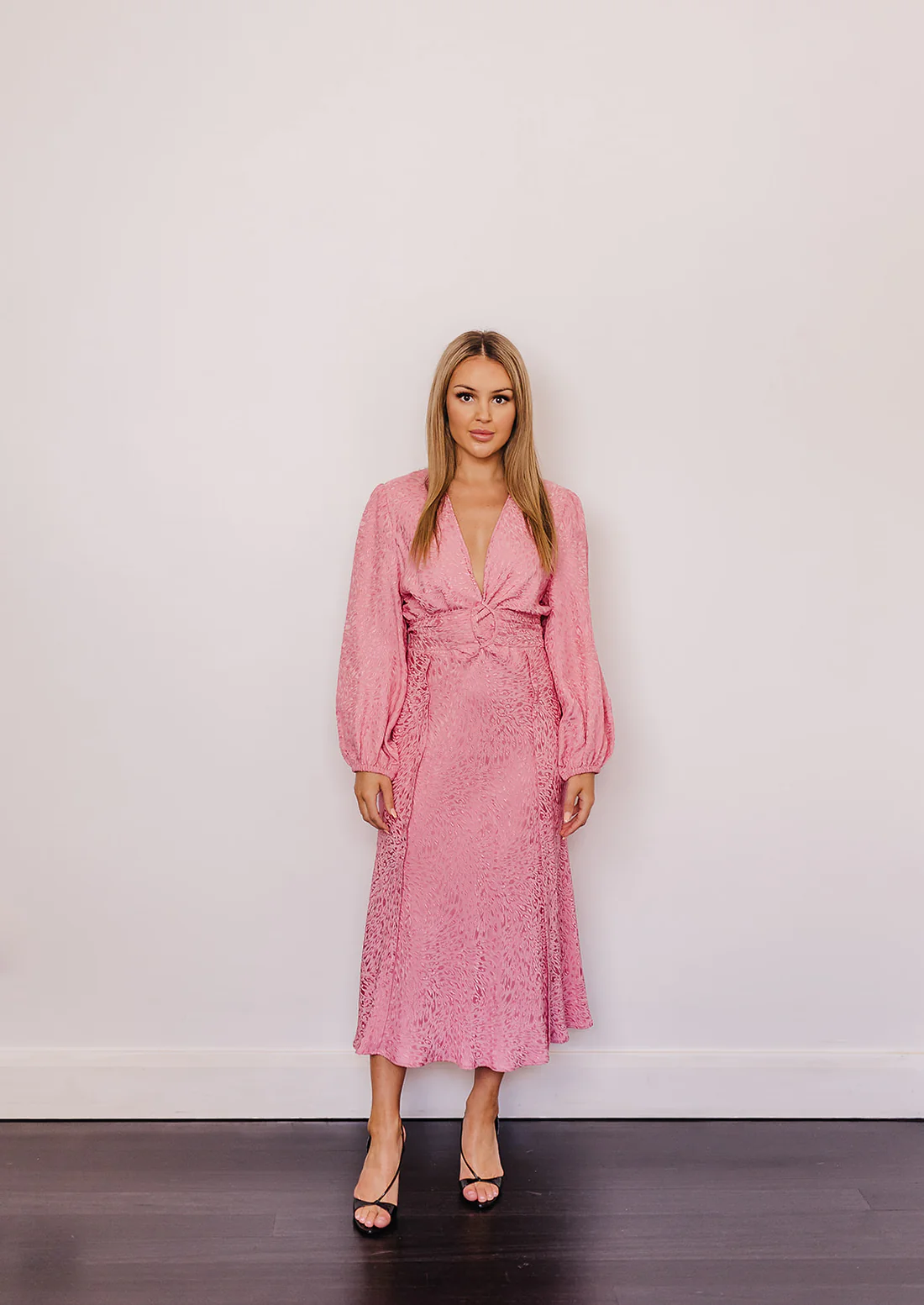 Details & Care Condition Returns Delivery Scanlan Theodore Pink French Textured Weave Designer Dress Hire