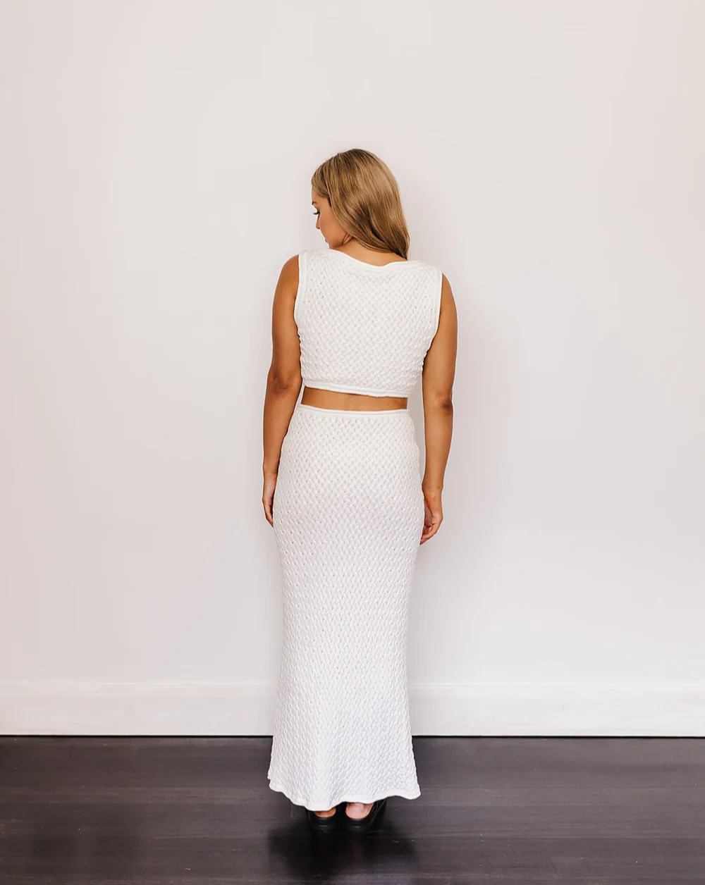 Details & Care Condition Returns Delivery Bec & Bridge White Effie Knit Cut Out Designer Dress Hire