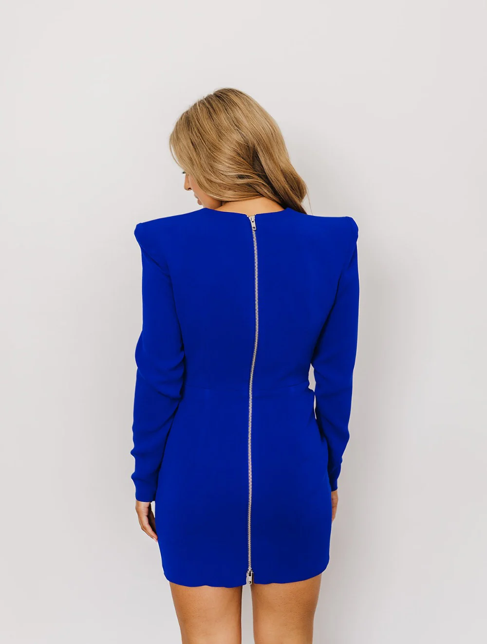 Alex Perry Ashlyn Ruched Blue Mini Designer Dress Hire