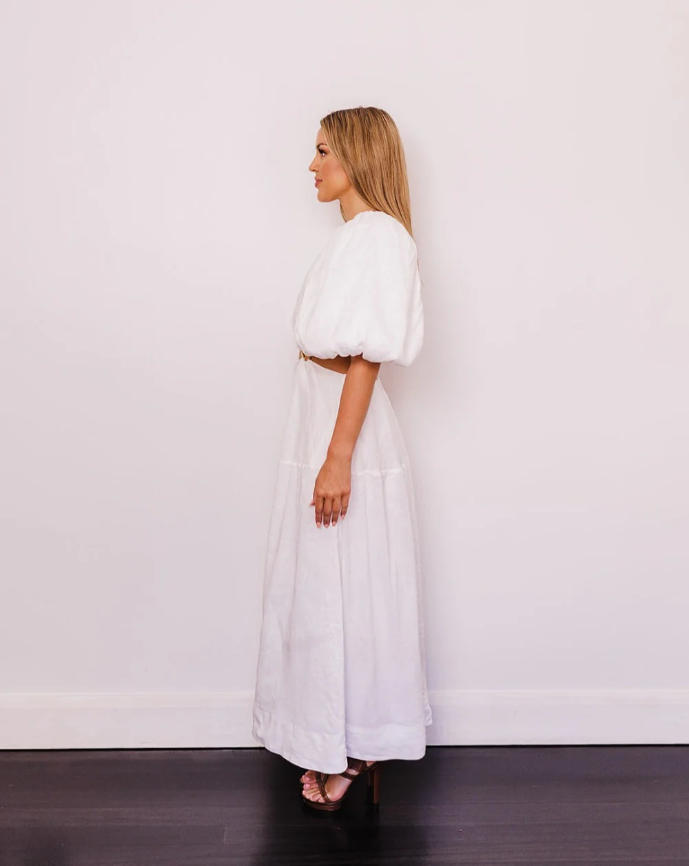 Aje Vanades Cut Out Ring White Midi Designer Dress Hire