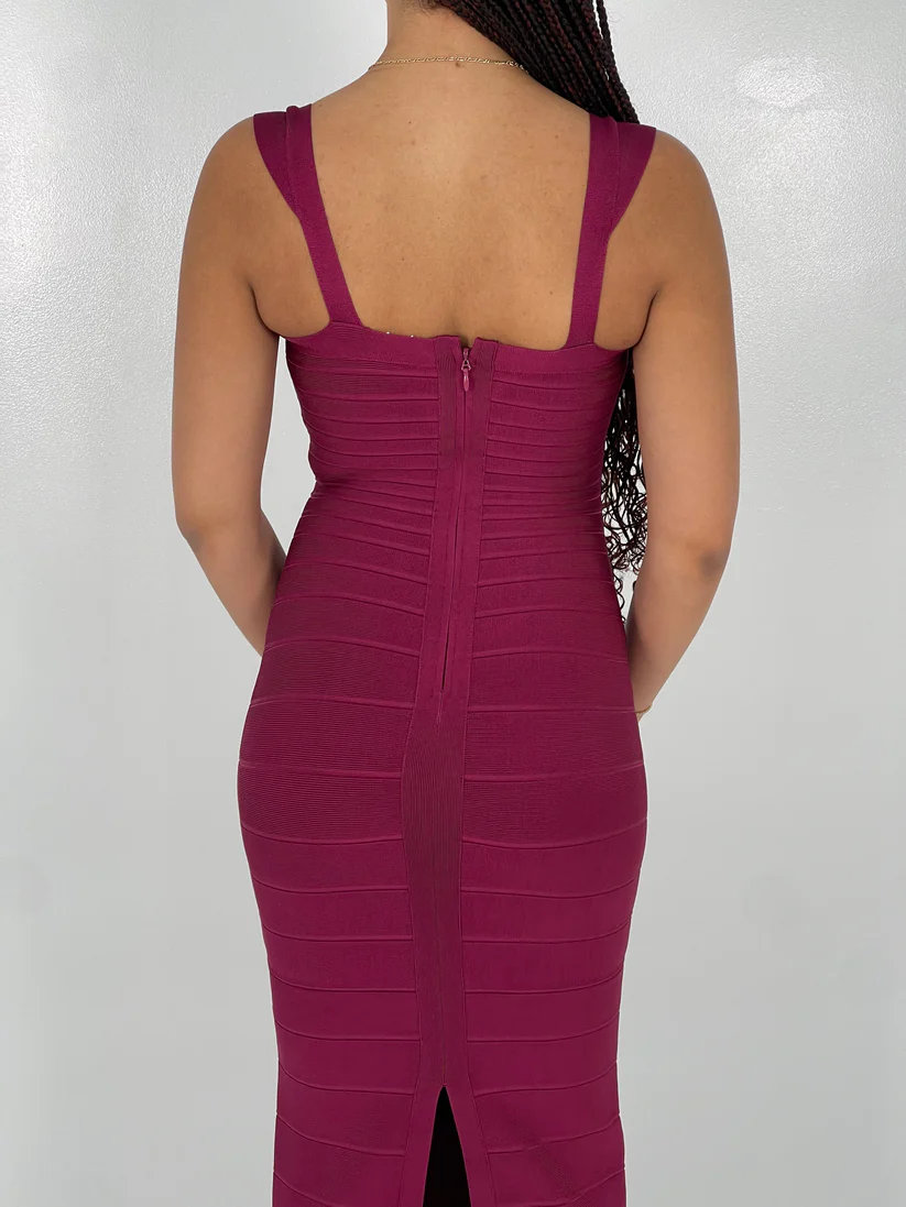Hervé Léger Burgundy Sweetheart Gown in Burgundy for Hire