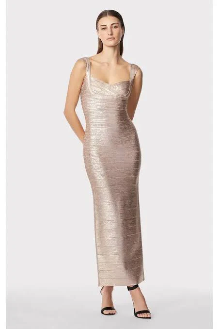 Hervé Léger Rose Gold Sweetheart Gown in Rose Gold for Hire