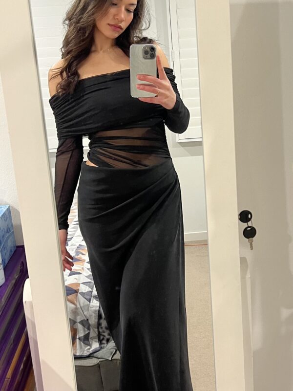 Benni Black Yasmin Off-Shoulder Maxi Dress