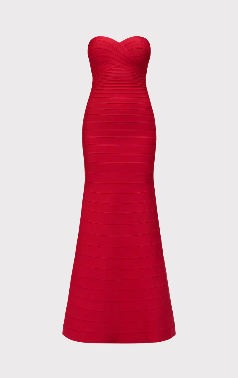 Hervé Léger Lipstick Red Sara Gown for hire
