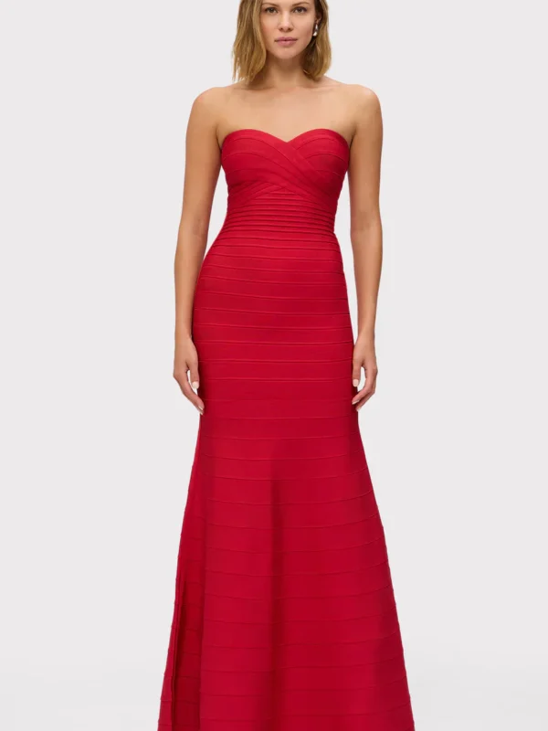 Hervé Léger Lipstick Red Sara Gown for hire