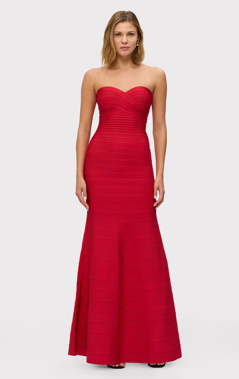 Hervé Léger Lipstick Red Sara Gown for hire