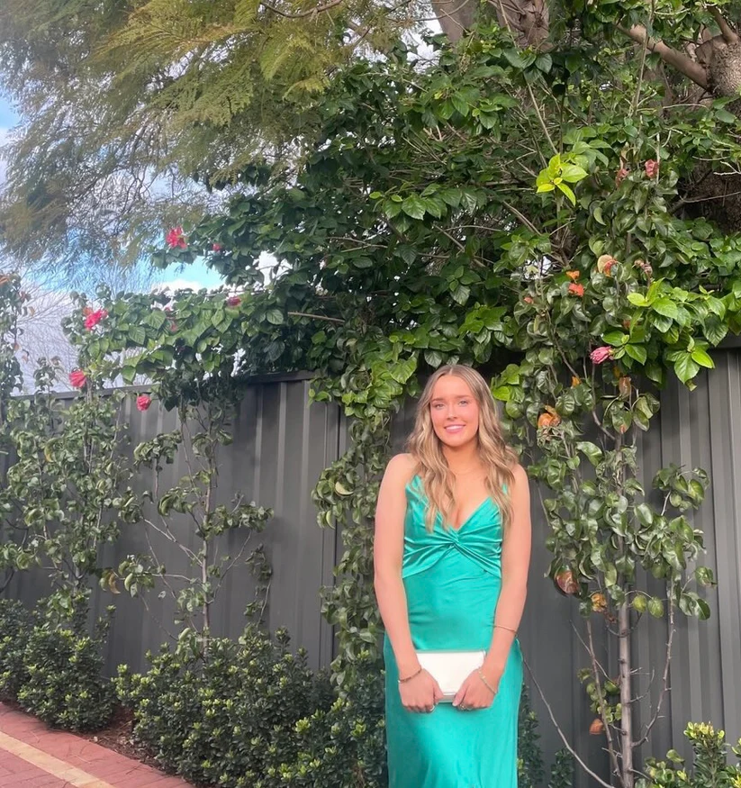 Ruth Tarvydas Goddess Gown in Apple Green (Size 12) for rent
